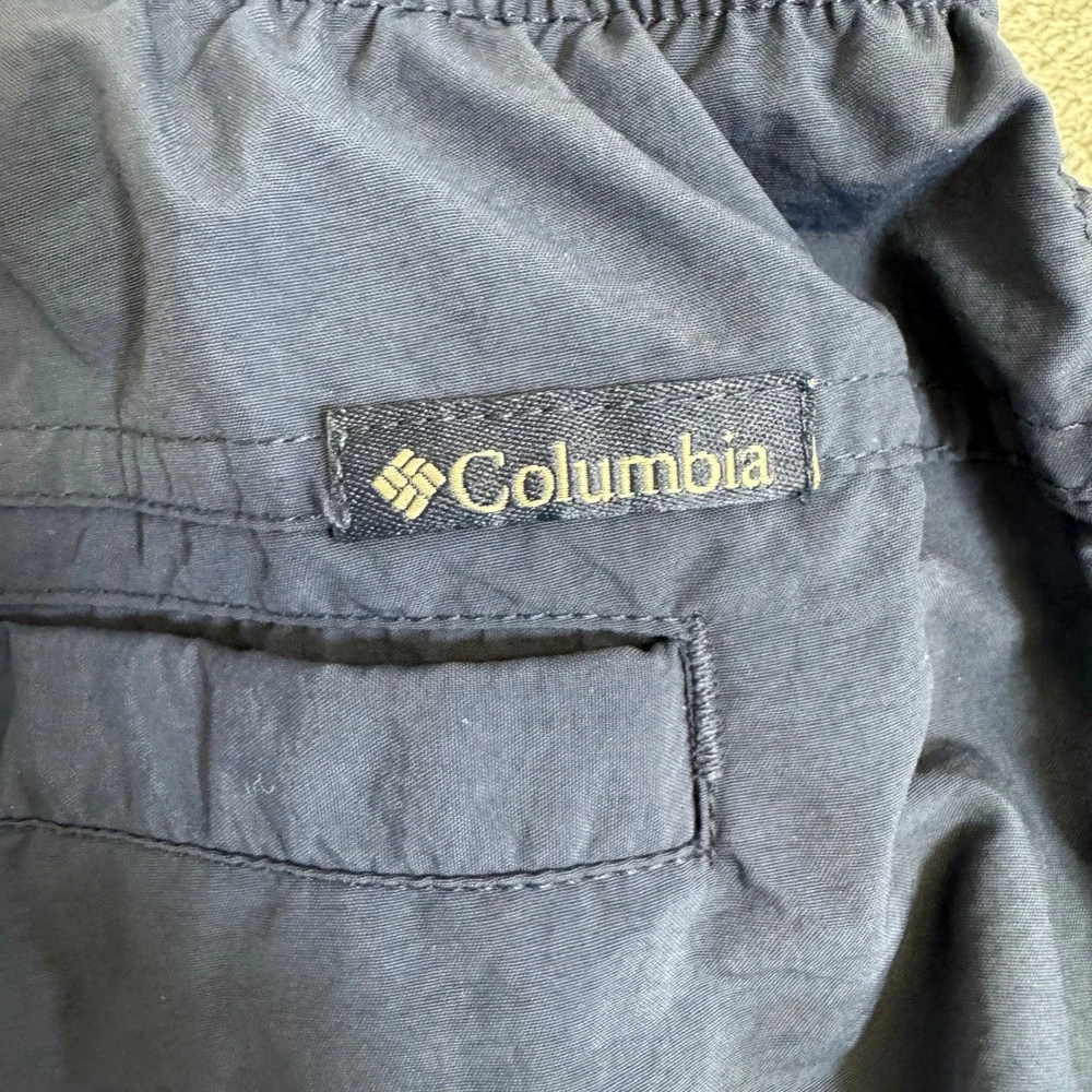 Columbia Mens Navy Blue Nylon Cargo Shorts Elastic Waist Belted XXL